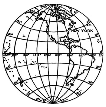 Globe showing lines of latitude and longitude