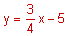 y equals three-fourths c minus 5