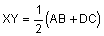 XY equals one half times the quantity AB plus DC 