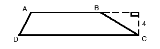 Trapezoid ABCD, bases are AB and DC, with perpendicular height labeled 4