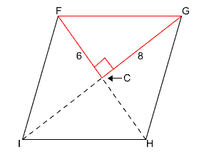 F C equals one-half the quantity 12 equals 6: G C equals one-half the quantity 16 equals 8