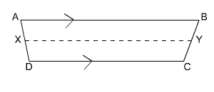 trapezoid ABCD, side AB is paralllel to side DC, X is the midppoint of AD and Y is the midpoint of BC, midsegment XY is drawn