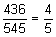 the fraction 436 over 545 equals four-fifths