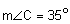 The measure of angle C equals 35 degrees