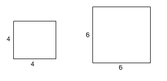 First square with side lengths 4; second square with side length 6.