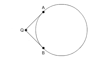 Circle with tangent QA and tangent QB