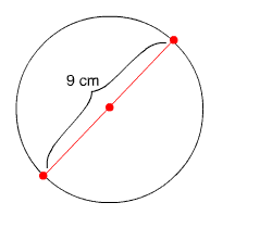 circle with diameter 9 centimeters