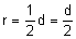 r equals one-half; d = one-half