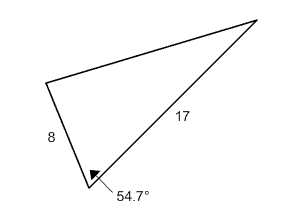 Triangle with side lengths 8 and 17 and the angle included has measure 54 degrees