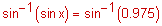 the inverse sine of the sine of x equals the inverse sine of zero point 9 7 5