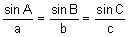 the ratio the sine A divided by a equals the ratio the sine B divided by b equals the ratio the sine C divided by c