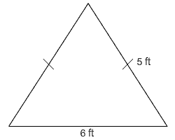 Isosceles Triangle with base 6 feet and legs 5 feet