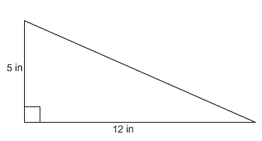 Right triangle with base 12 inches and height 5 inches