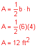 Isosceles Triangle with base 6 feet and legs 5 feet, height drawn making a right triangle in half