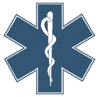 Blue medic symbol with snake