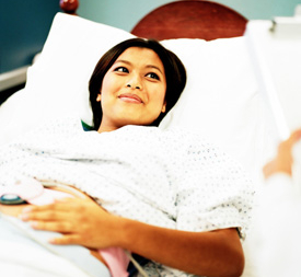 Healthy pregnant mother in the hospital