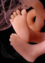 Image of baby's feet in the womb