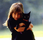 girl holding cat