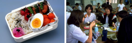 obento (left) school lunch (right)