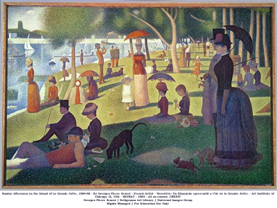 Sunday Afternoon on the Island of La Grande Jatte, 1884-86 - By Georges Pierre Seurat - French Artist - Narrative: Un Dimanche apres-midi a l'ile de la Grande Jatte; - Art Institute of Chicago, IL, USA - SEURAT - 1884 - oil on canvas
CREDIT
Georges Pierre Seurat / Bridgeman Art Library / Universal Images Group
Rights Managed / For Education Use Only