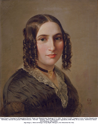 Fanny Hensel / Painting by M.Oppenheim Hensel, Fanny, nee Mendelssohn, Hamburg 14.11.1805 - Berlin 14.5.1847, Composer (sister of Felix Mendelssohn- Bartholdy, married the painter William Hensel). - Portrait. - Painting, 1842, by Moritz Daniel Oppenheim (1800-1882), Oil on canvas, 42x32.5cm. Daniel M.Friedenberg, USA.