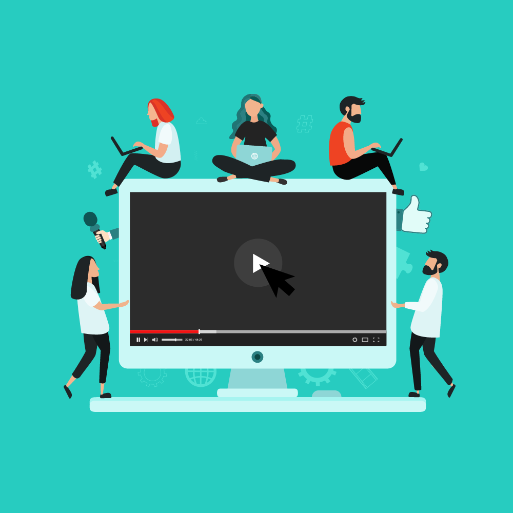 Desktop_computer_and_people_vector drawing