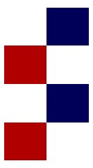 2 red & 2 black squares