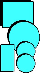 3 circles, 1 rect,1 square