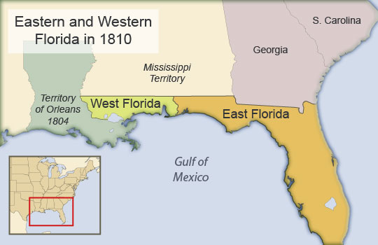 Eastern and Western Florida in 1810