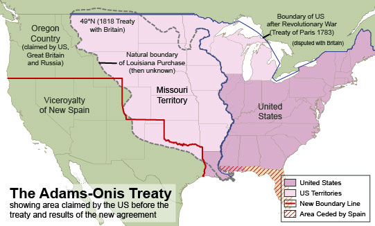 Area affected by the Adams-Onis Treaty