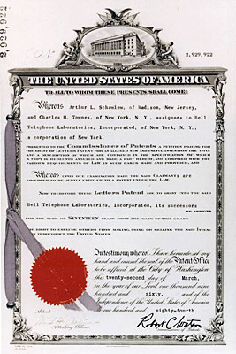 Bell telephone patent 