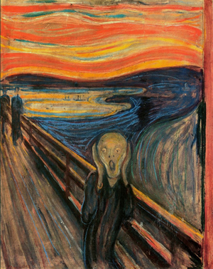 One of several versions of the painting "The Scream". The National Gallery, Oslo, Norway.