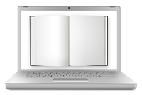 Image: An opened book on a laptop screen; Thinkstock.com