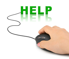 Hand on a mouse for help.