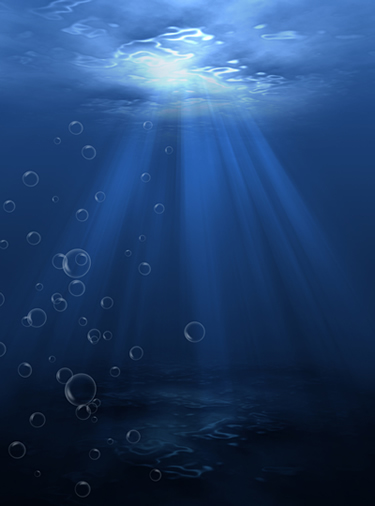 Underwater scene with sunbeams .