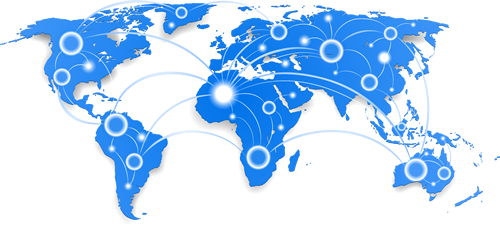 World map with hotspots of online presence; ThinkStock.com