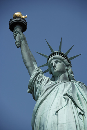 USA, New York City, Statue of Liberty, low angle view