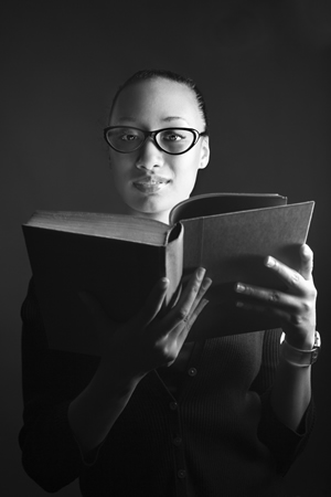 A lady reading a book