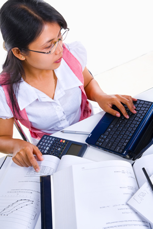 A student completing an assignment for AP Statistics