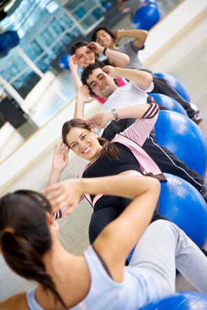 A group of people stretching