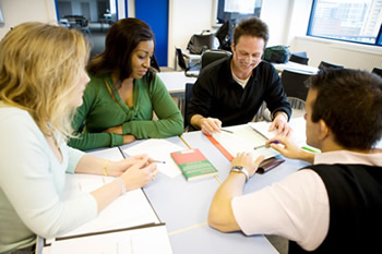 A group of teachers working together during professional development time