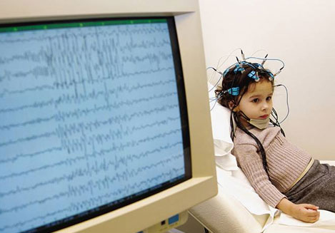 Girl getting an EEG   