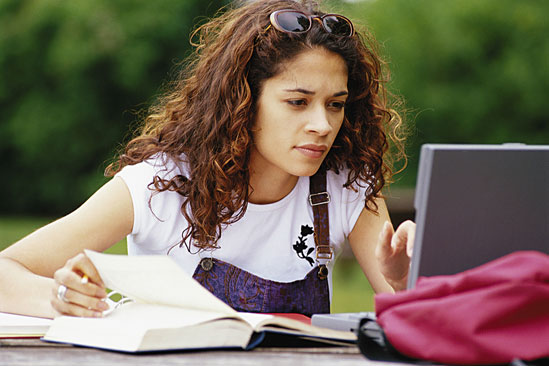 Young woman studying   