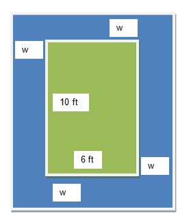 Sandbox blueprint with dimensions six feet by ten feet and a deck with uniform width