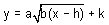 y equals a times the square root of b times the quantity x minus h, plus k