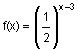 f of x equals one-half raised to the x minus 3 power