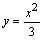 y equals x squared divided by three