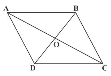 Parallelogram ABCD with diagonals AC and DB that meet at point O.