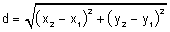 d equals the square root of the quantity x 2 minus x 1 quantity squared plus y 2 minus y 1 quantity squared