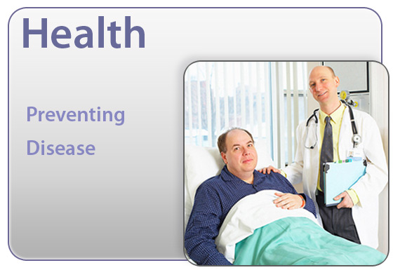 Health: Preventing Disease, sick man in bed with a doctor